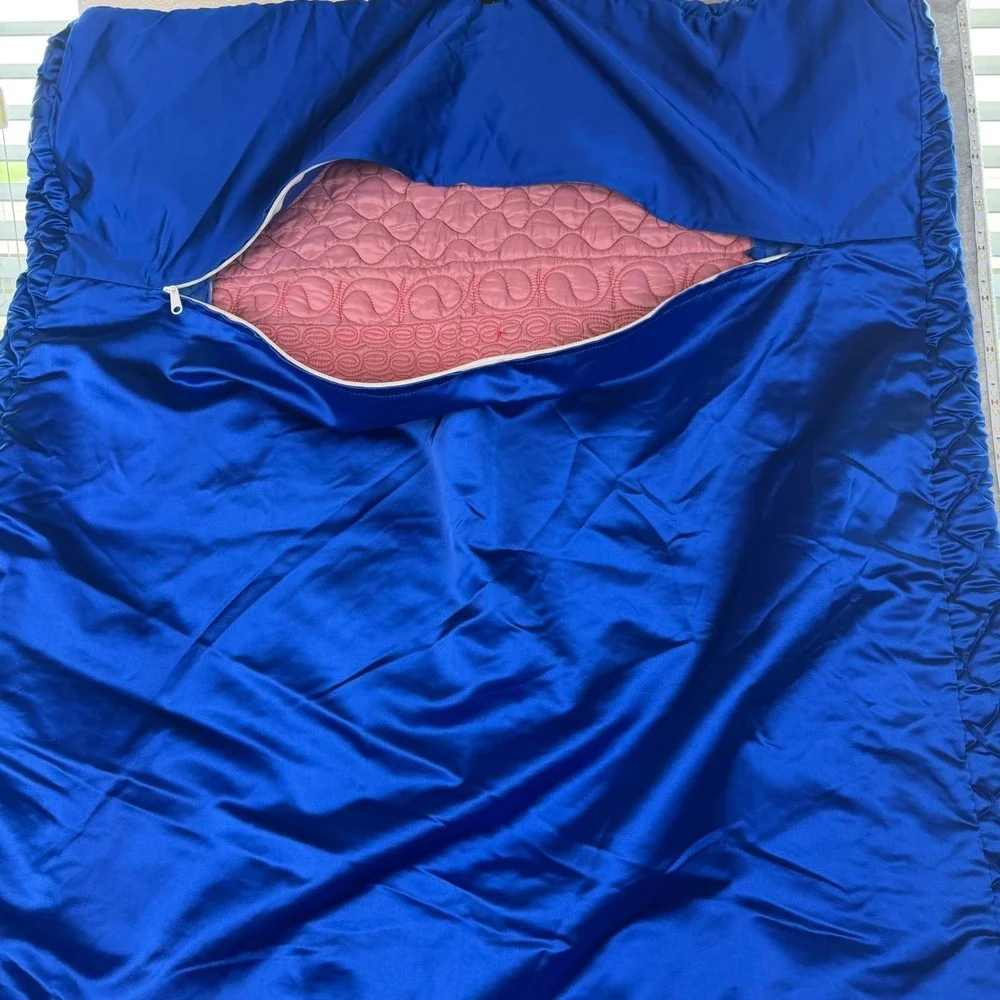 Vintage Asian‎ Quilted Embroidered Duvet Cover Set of 2 Red Blue Floral Boho VTG